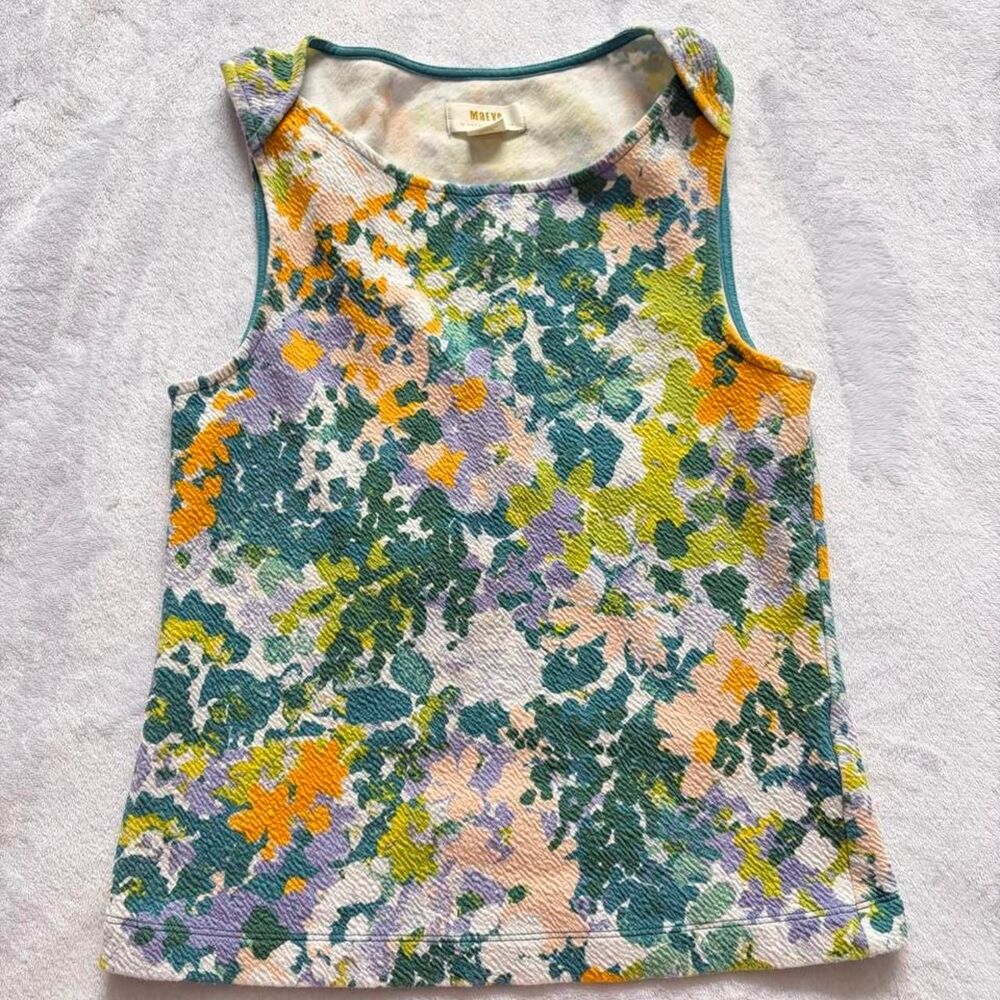 Anthropologie Maeve Floral Tank Top Women's XS Sleeveless Preppy Bright Summer